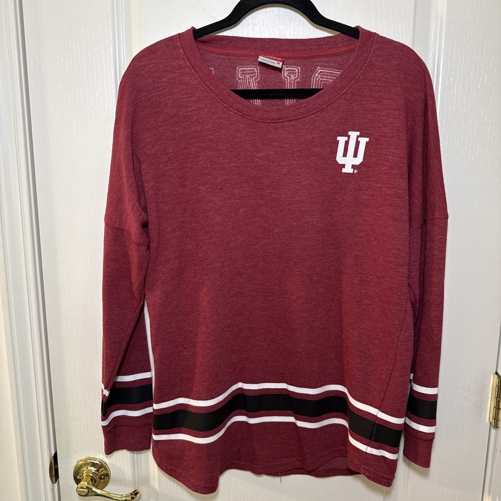Colosseum Indiana Hoosiers Women M Long Sleeve Top Hockey Stripe Crimson